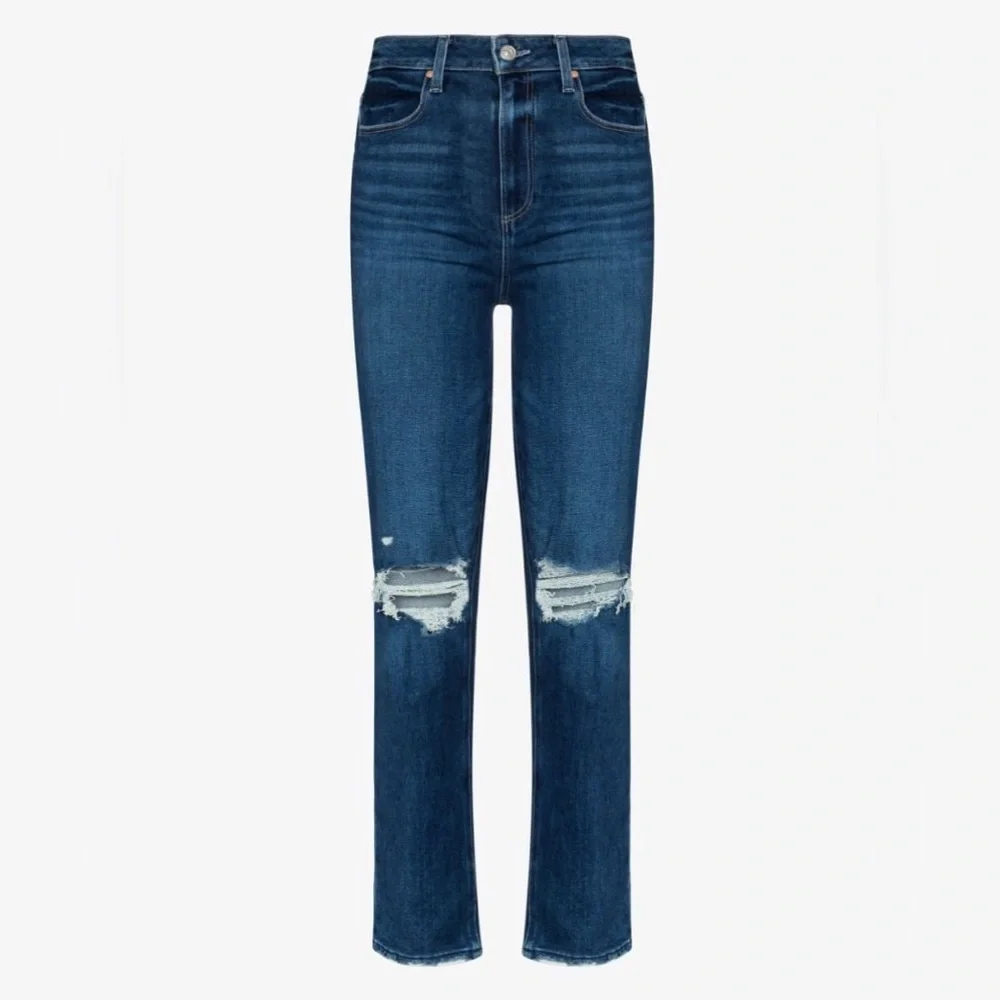Paige Denim Stella High-rise Straight Leg Sz 32 in Soleil Destructed Wash - Picture 1 of 10